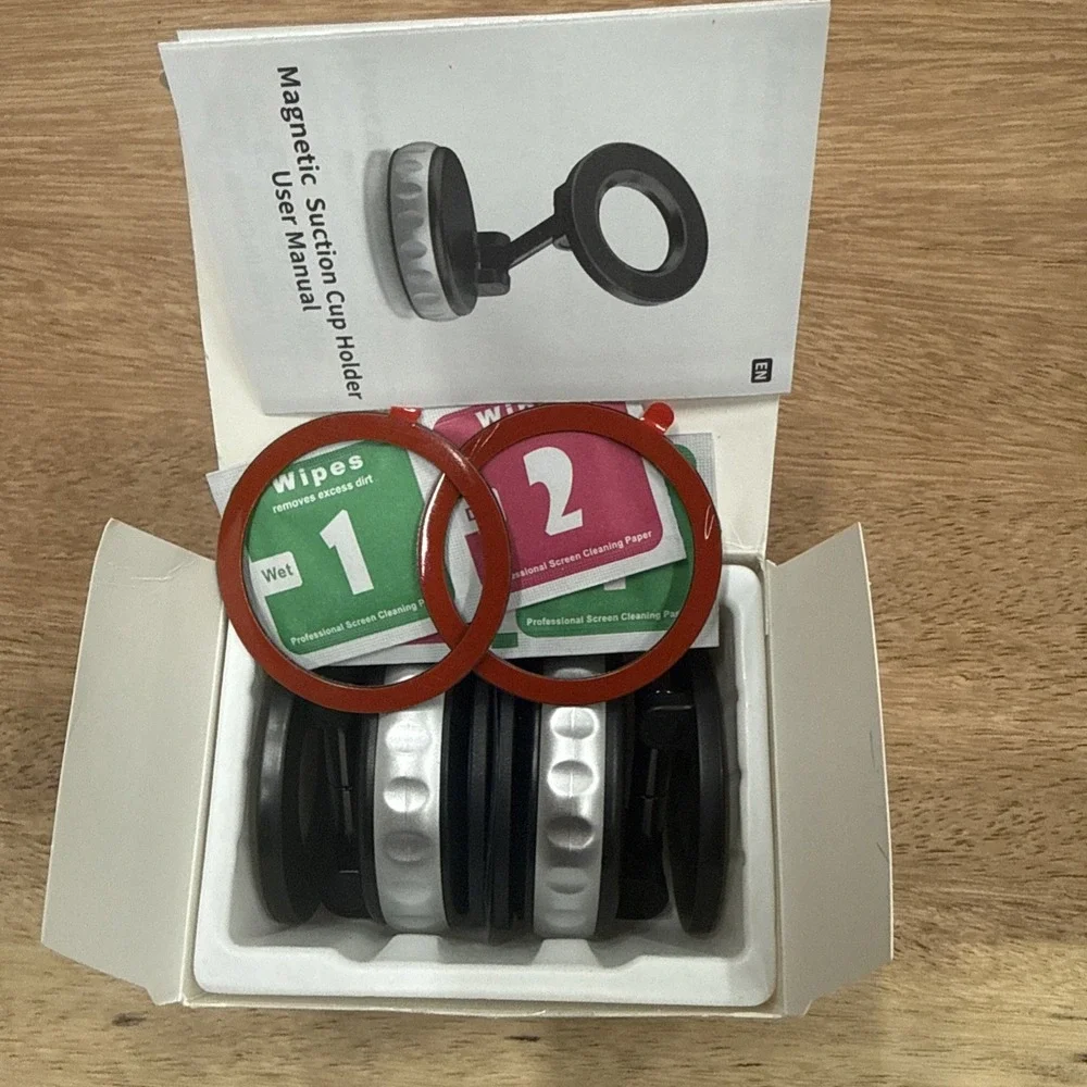 Magnetic Suction Cup Holder, Black (2 PIECES IN EVERY PACK)